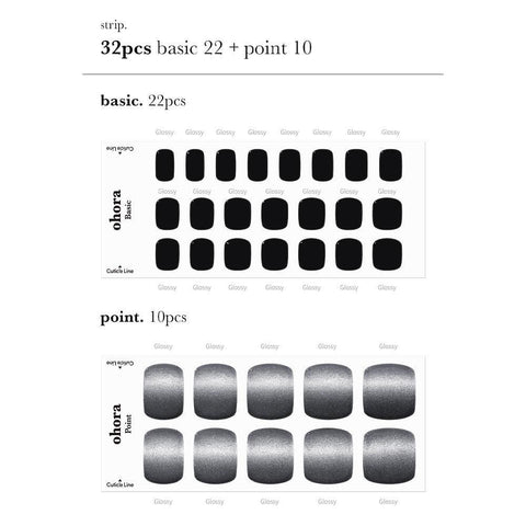 Ohora P Black.hole Pedicure Semi-cured Gel Nail Strips